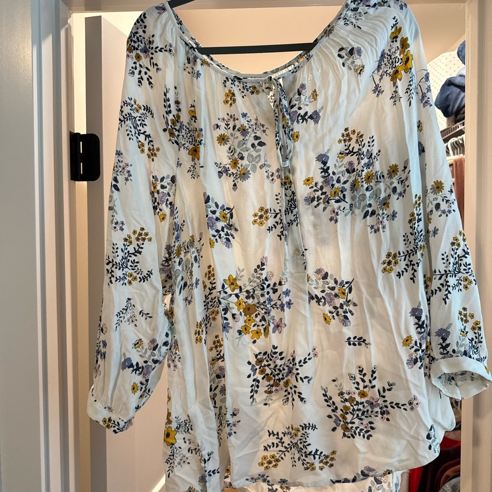Lucky Brand White Floral Blouse